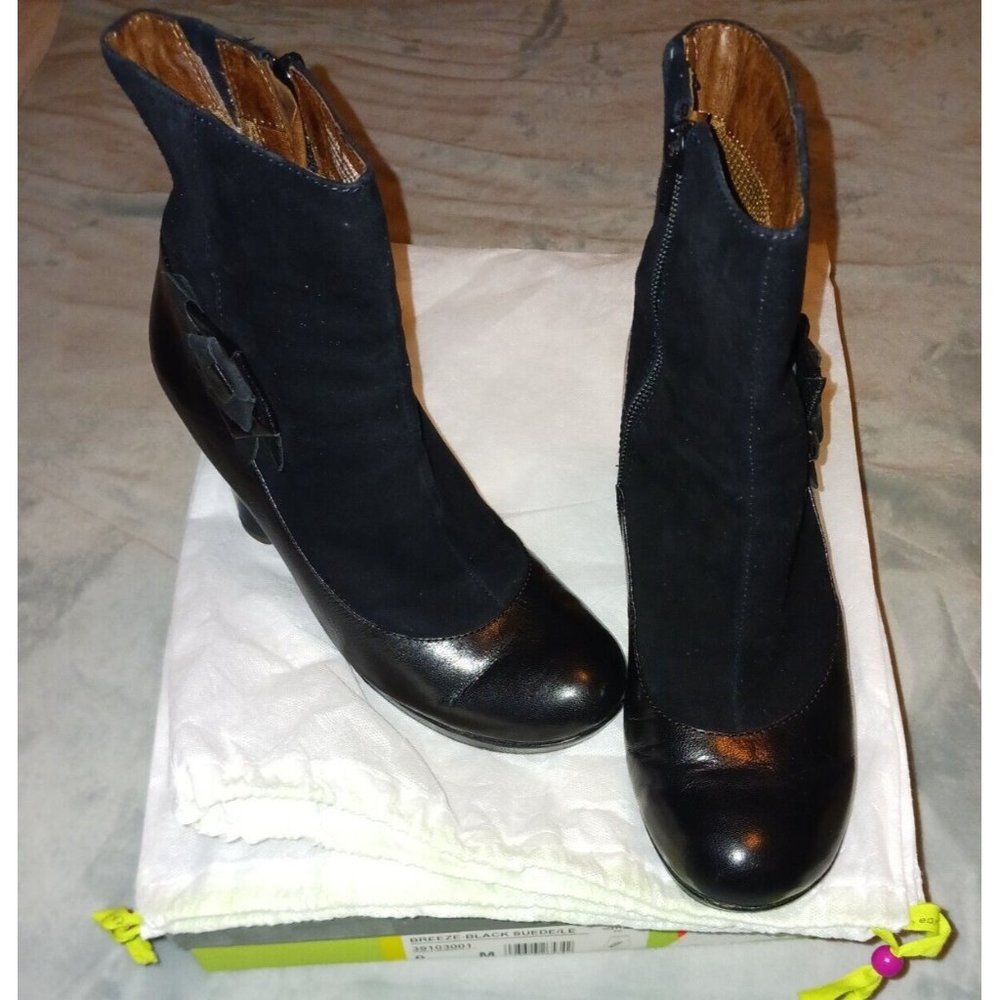 ANTHROPOLOGIE NAYA 9M Breeze Black Leather/Suede Zipper Ankle Boots  39103001